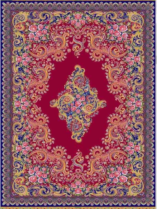 Orientalsk magenta rød silketæppe 150x225